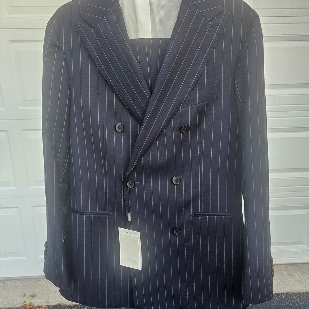 Classic Navy Pinstripe Double-Breasted Suit